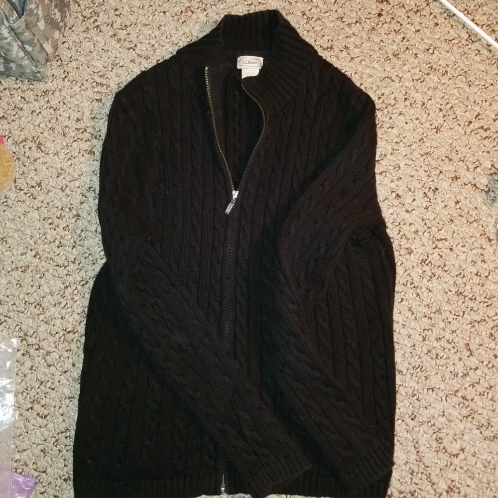 LL bean black zipper cotton sweater
